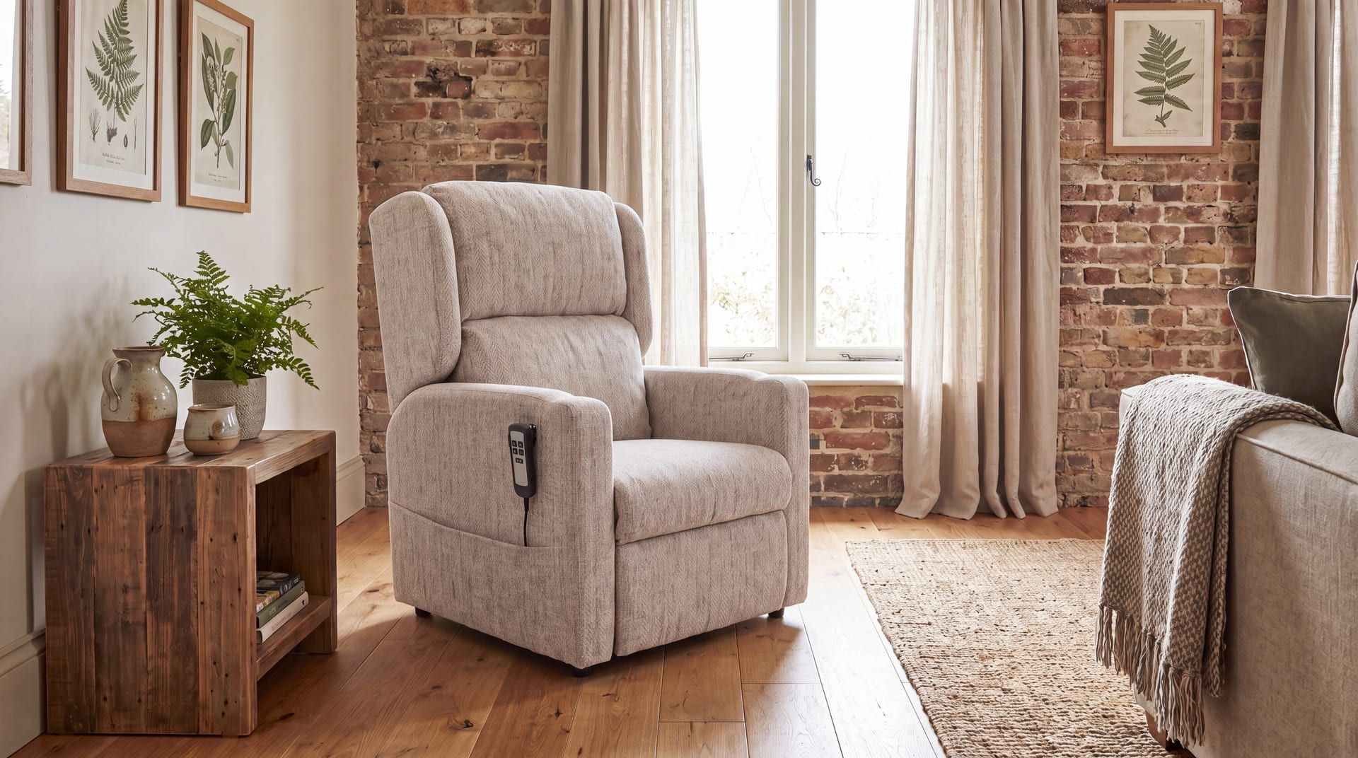 The Contour Collection ergonomic riser recliner chair in a modern living room