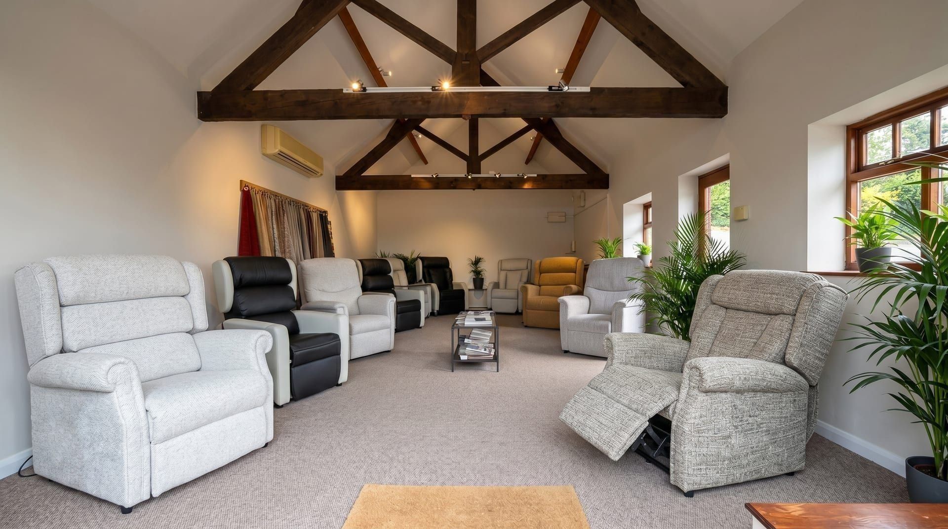 Welcoming Nottinghamshire showroom interior displaying riser recliner chairs